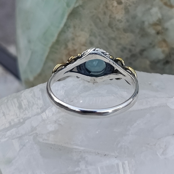 Chalcedony .925 Silver and 14K Ring, 6.5 Natural mined stone! - Picture 5 of 8